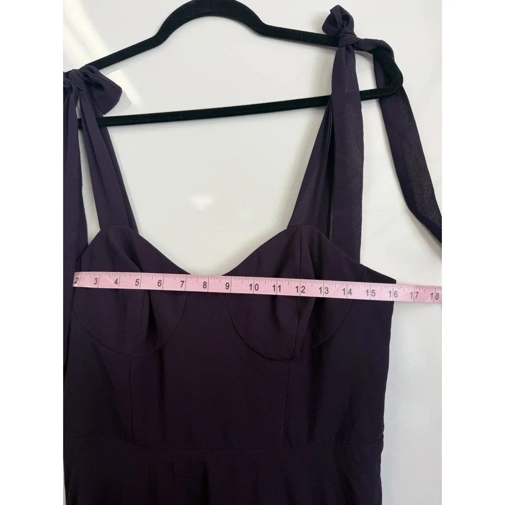 Elegant Purple Midi Dress with Tie-Shoulder Detail - Chic Flowy A-Line Style